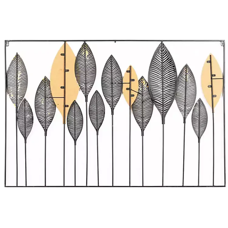 Kirklands Home Metal and Wood Leaf Stems Wall Plaque Multi Best
