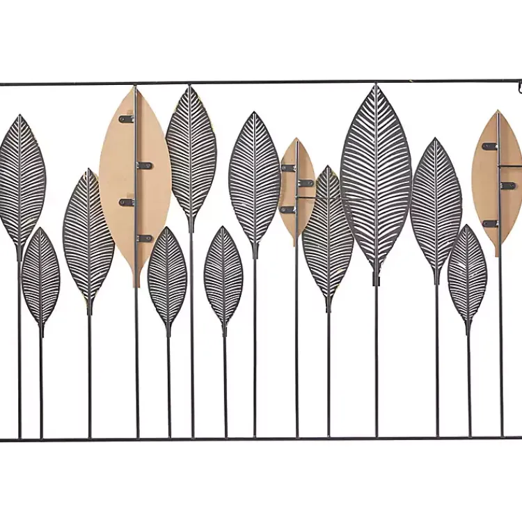 Kirklands Home Metal and Wood Leaf Stems Wall Plaque Multi Best