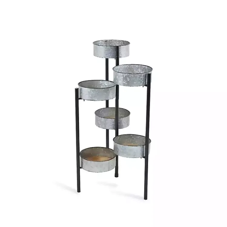 Kirklands Home Metal and Wood 6-Pot Folding Plant Stand