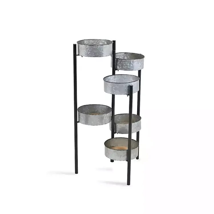 Kirklands Home Metal and Wood 6-Pot Folding Plant Stand