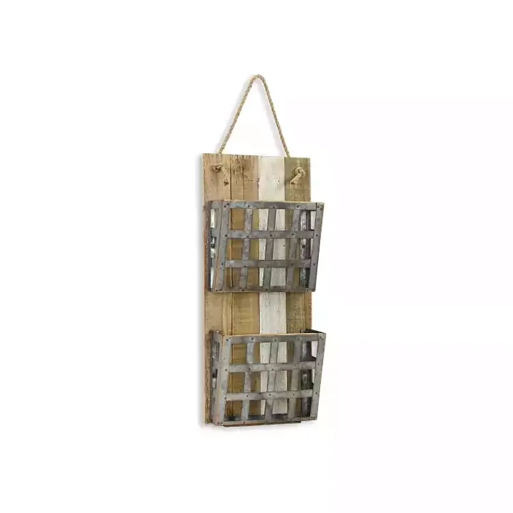 Kirklands Home Metal and Wood 2-Tier Mail Holder Wall Plaque Online