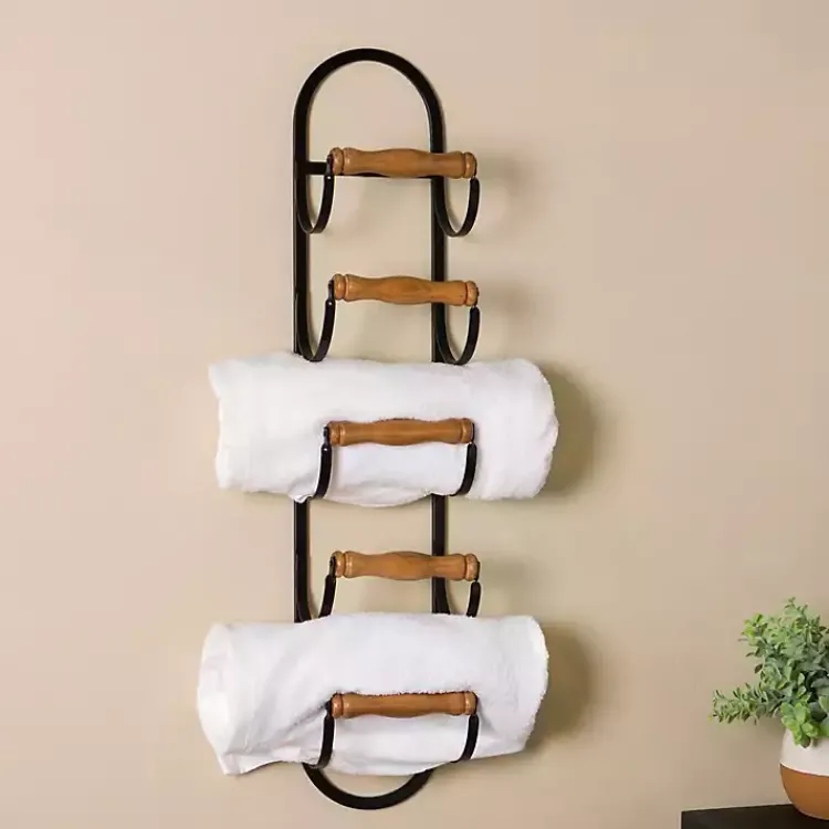 Kirklands Home Metal and Wood Tiered Multi-Use Wall Rack Clearance