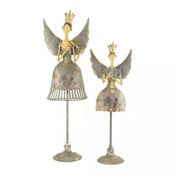 Christmas Decorations>Kirklands Home Metal Angels with Instruments, Set of 2