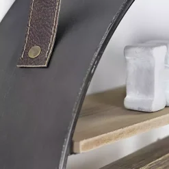Kirklands Home Metal Circle Wall Shelf with Leather Strap Outlet