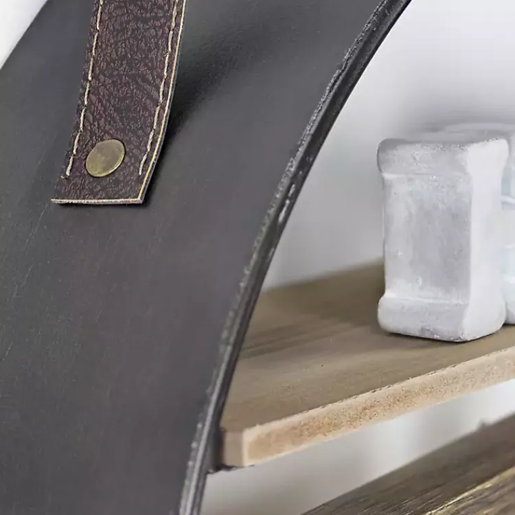 Kirklands Home Metal Circle Wall Shelf with Leather Strap Outlet