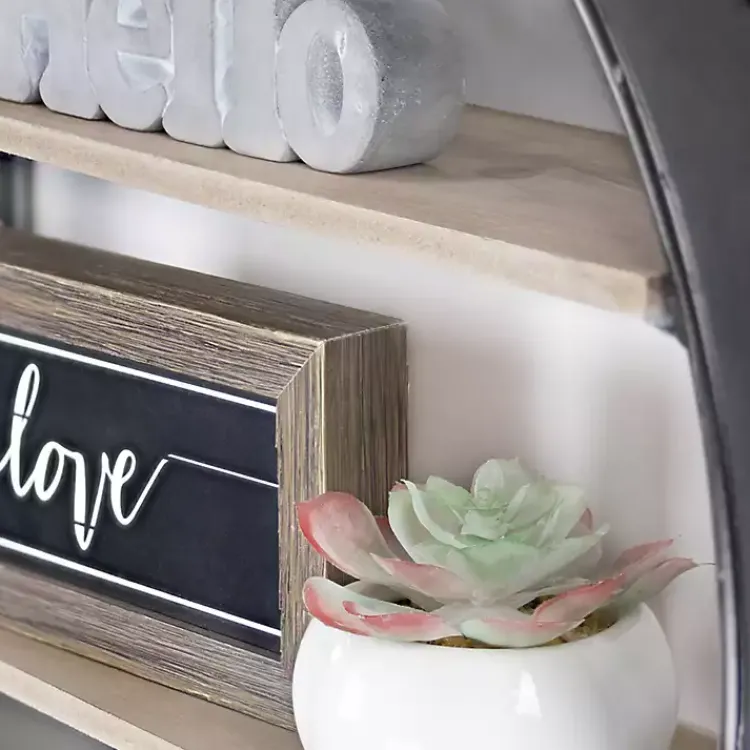 Kirklands Home Metal Circle Wall Shelf with Leather Strap Outlet