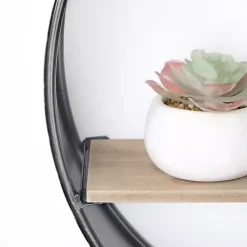 Kirklands Home Metal Circle Wall Shelf with Leather Strap Outlet