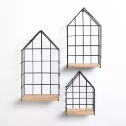 Kirklands Home Metal Grate House Wall Shelves, Set of 3 New