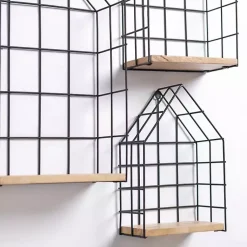 Kirklands Home Metal Grate House Wall Shelves, Set of 3 New
