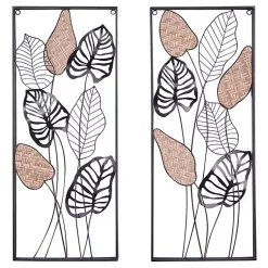 Kirklands Home Metal Palm Leaf Panel Wall Plaques, Set of 2 Hot