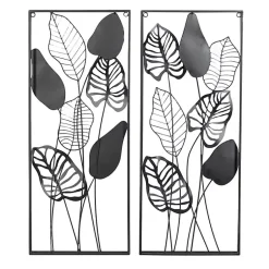 Kirklands Home Metal Palm Leaf Panel Wall Plaques, Set of 2 Hot