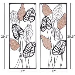 Kirklands Home Metal Palm Leaf Panel Wall Plaques, Set of 2 Hot