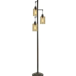Kirklands Home Metal Robert Floor Lamp with Amber Glass Pendants Brown Outlet
