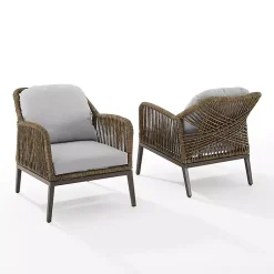 Kirklands Home Metal Rope Outdoor Chairs with Cushions, Set of 2