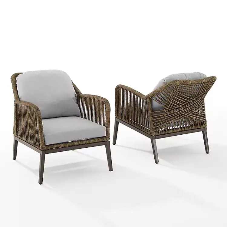 Kirklands Home Metal Rope Outdoor Chairs with Cushions, Set of 2