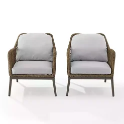 Kirklands Home Metal Rope Outdoor Chairs with Cushions, Set of 2