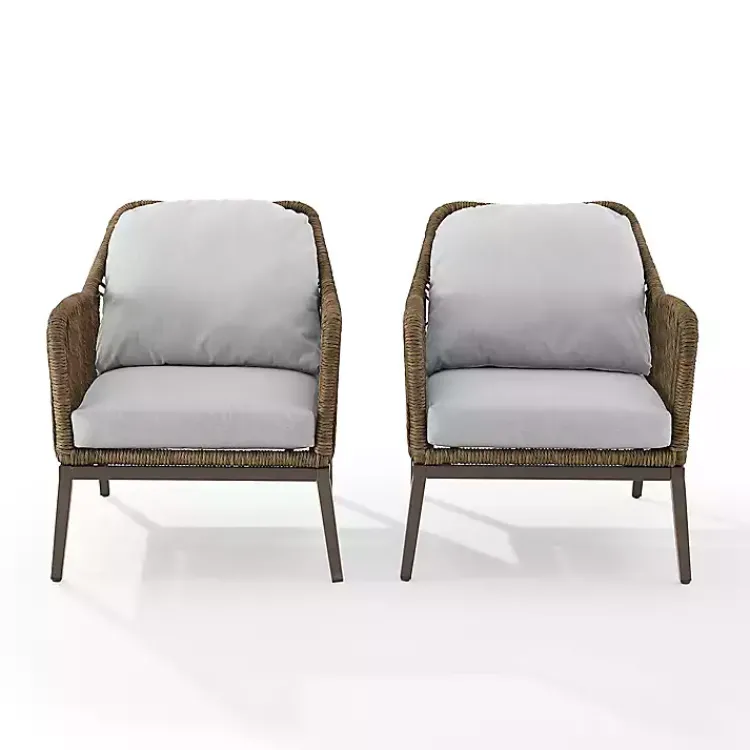 Kirklands Home Metal Rope Outdoor Chairs with Cushions, Set of 2