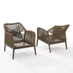 Kirklands Home Metal Rope Outdoor Chairs with Cushions, Set of 2