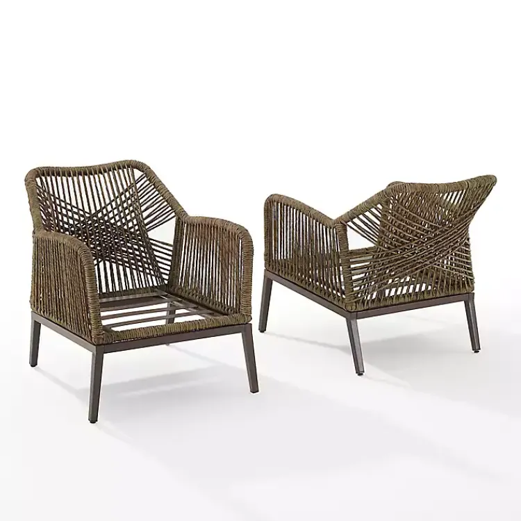 Kirklands Home Metal Rope Outdoor Chairs with Cushions, Set of 2