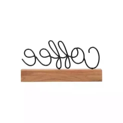 Statues & Figurines>Kirklands Home Metal Script Coffee Wood Block