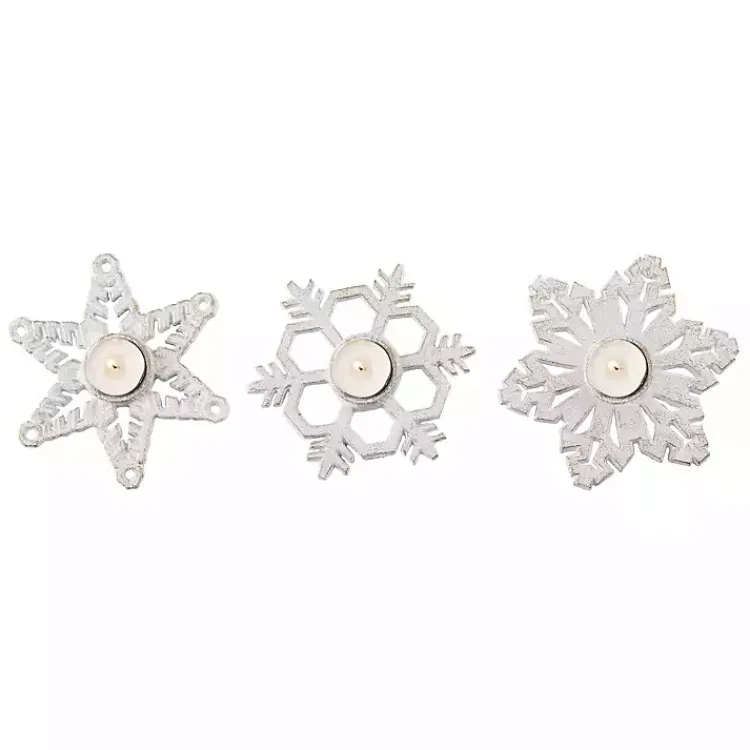 Christmas Decorations>Kirklands Home Metal Snowflake Tealight Candle Holders, Set of 3 White