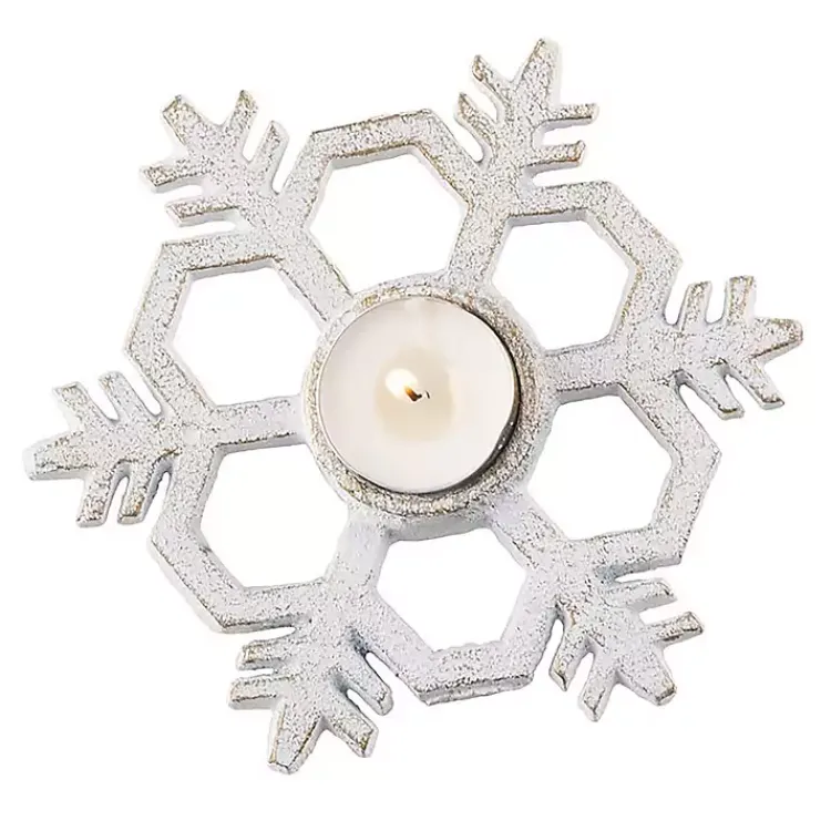 Christmas Decorations>Kirklands Home Metal Snowflake Tealight Candle Holders, Set of 3 White