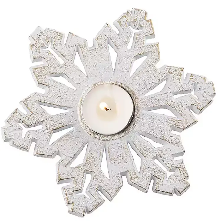 Christmas Decorations>Kirklands Home Metal Snowflake Tealight Candle Holders, Set of 3 White