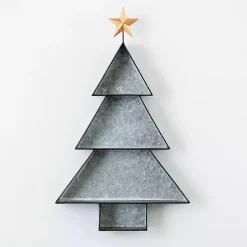 Christmas Art & Wall Decor>Kirklands Home Metal 3-Tier Tree Wall Shelf, 26 in. Silver