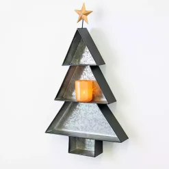 Christmas Art & Wall Decor>Kirklands Home Metal 3-Tier Tree Wall Shelf, 26 in. Silver