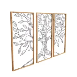 Kirklands Home Metal Wire Tree Panel Wall Plaques, Set of 3 New