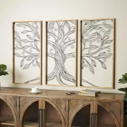 Kirklands Home Metal Wire Tree Panel Wall Plaques, Set of 3 New