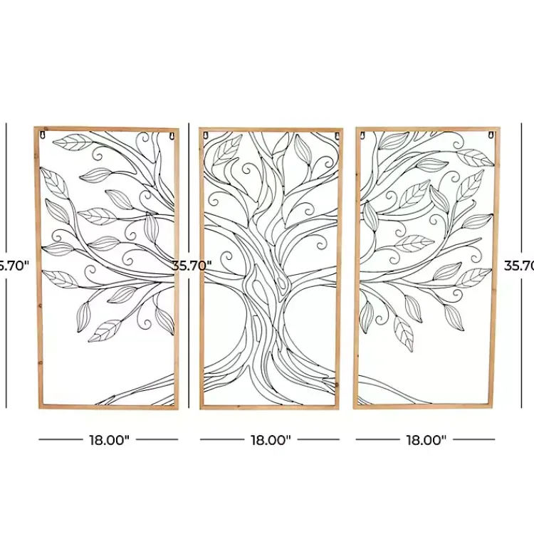 Kirklands Home Metal Wire Tree Panel Wall Plaques, Set of 3 New