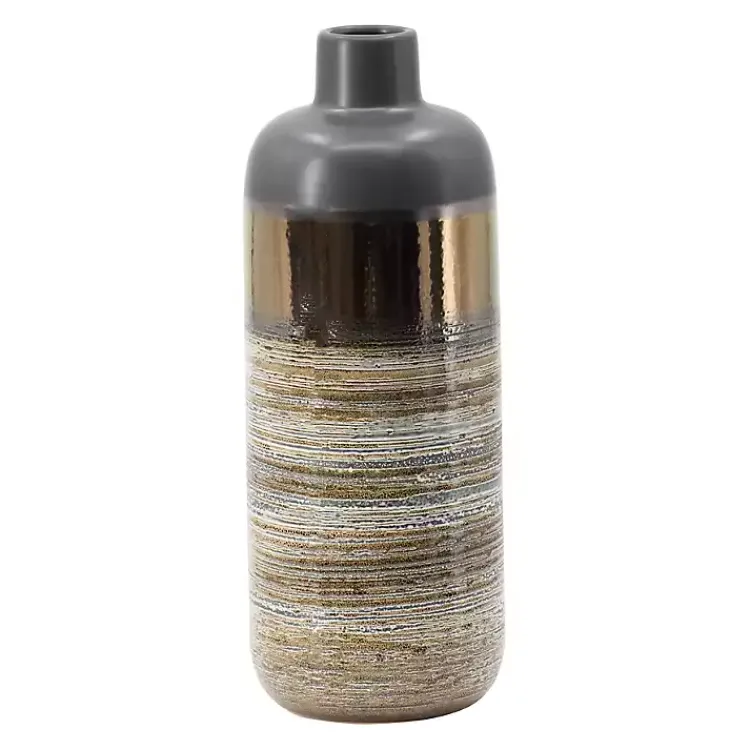 Vases>Kirklands Home Metallic Gold and Gray Vase