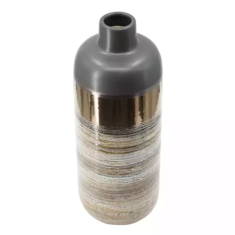 Vases>Kirklands Home Metallic Gold and Gray Vase