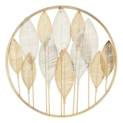 Kirklands Home Metallic Gold and Silver Layered Leaf Wall Plaque