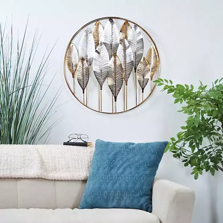 Kirklands Home Metallic Gold and Silver Layered Leaf Wall Plaque