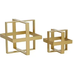 Statues & Figurines>Kirklands Home Metallic Cube Sculptures, Set of 2 Gold
