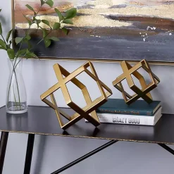 Statues & Figurines>Kirklands Home Metallic Cube Sculptures, Set of 2 Gold