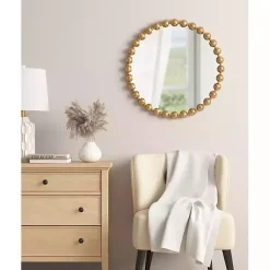 Kirklands Home Metallic Foiled Beaded Wall Mirror, 27 in. Gold