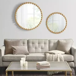 Kirklands Home Metallic Foiled Beaded Wall Mirror, 27 in. Gold