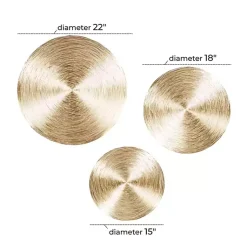 Kirklands Home Metallic Plates Wall Sculptures, Set of 3 Gold Clearance