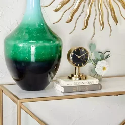 Decorative Accents>Kirklands Home Metallic Steel Beveled Base Tabletop Clock Gold