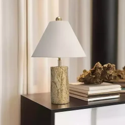 Kirklands Home Metallic Gold Textured Table Lamp Ivory Outlet