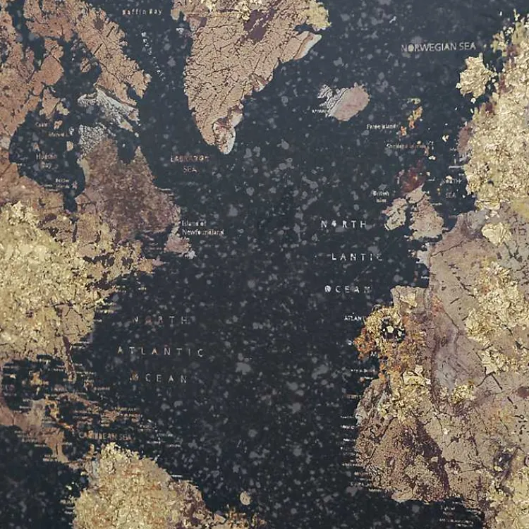 Kirklands Home Metallic Gold World Map Framed Art Print New