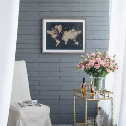Kirklands Home Metallic Gold World Map Framed Art Print New