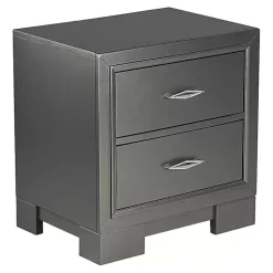 Kirklands Home Metallic Wood Jovan Nightstand Gray Best