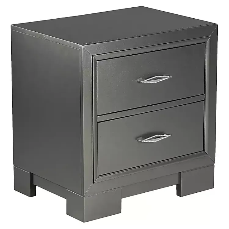 Kirklands Home Metallic Wood Jovan Nightstand Gray Best