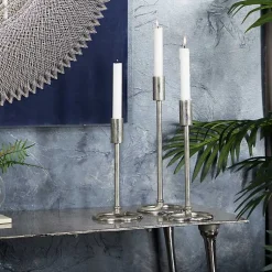 Candle Holders>Kirklands Home Metallic Loop Base Taper Candle Holders, Set of 3 Silver