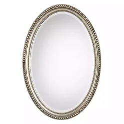 Kirklands Home Metallic Silver Beaded Edge Oval Mirror New