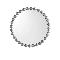 Kirklands Home Metallic Foiled Beaded Wall Mirror SIlver Discount